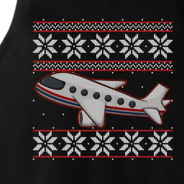 Airplane Pilots Aviation Crew Matching Ugly Christmas Plane Gift Ladies Tri-Blend Wicking Tank