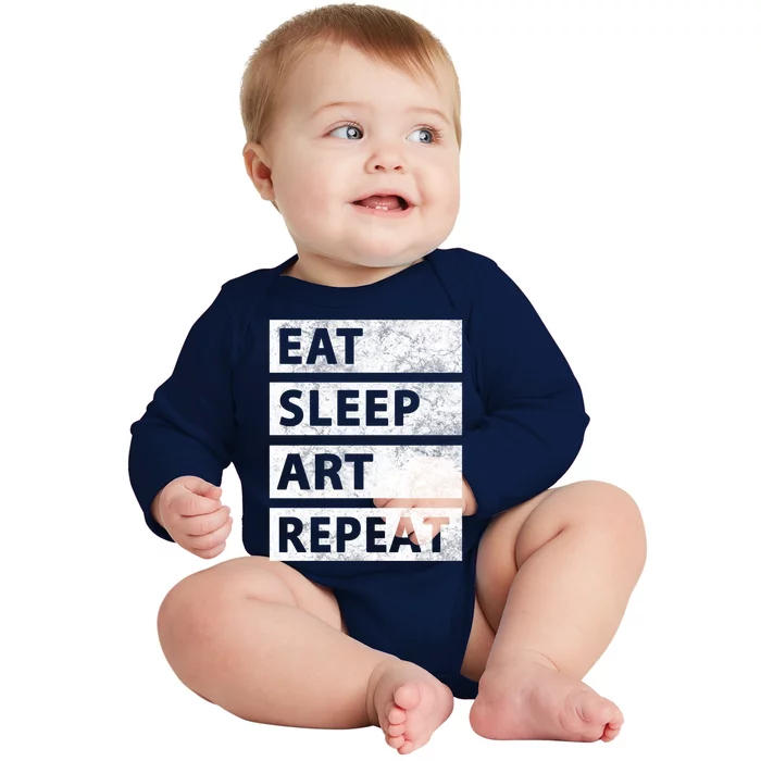 Art Painting Artist Gift Eat Sleep Art Great Gift Baby Long Sleeve Bodysuit