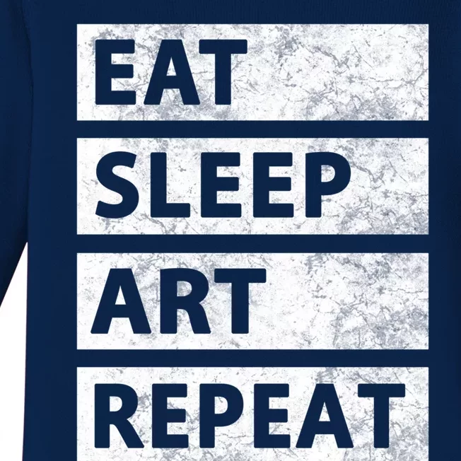 Art Painting Artist Gift Eat Sleep Art Great Gift Baby Long Sleeve Bodysuit