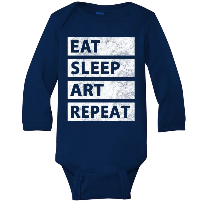 Art Painting Artist Gift Eat Sleep Art Great Gift Baby Long Sleeve Bodysuit