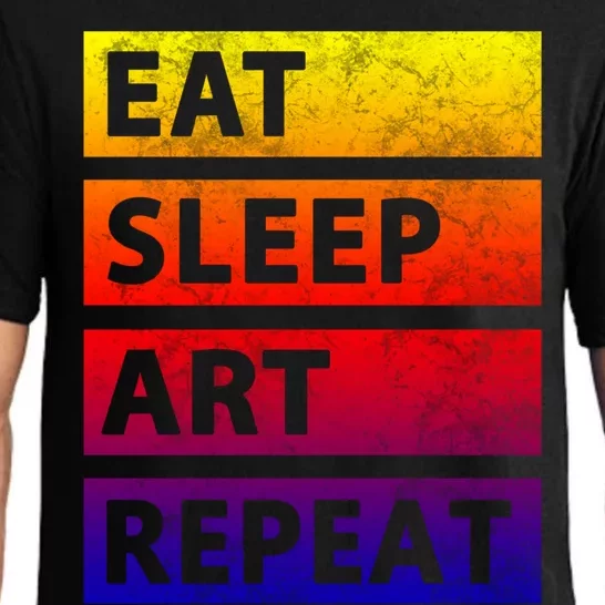 Art Painting Artist Gift Eat Sleep Art Gift Pajama Set