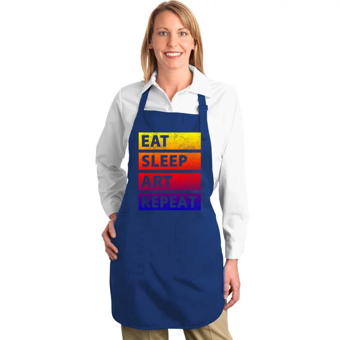 Art Painting Artist Gift Eat Sleep Art Gift Full-Length Apron With Pocket