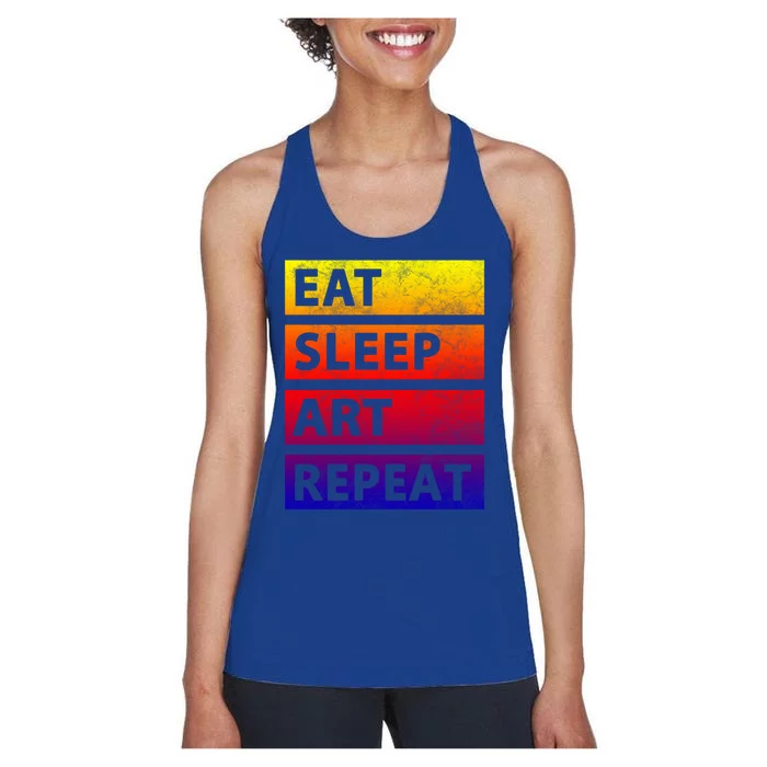 Art Painting Artist Gift Eat Sleep Art Gift Women's Racerback Tank