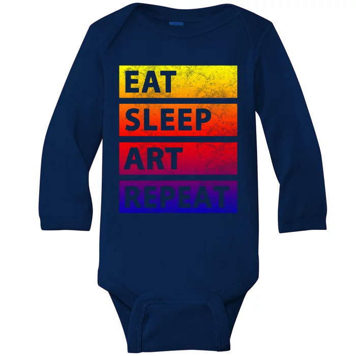 Art Painting Artist Gift Eat Sleep Art Gift Baby Long Sleeve Bodysuit