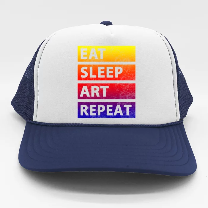 Art Painting Artist Gift Eat Sleep Art Gift Trucker Hat