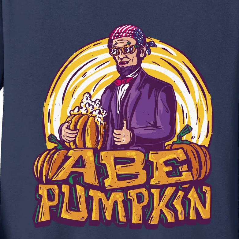 Abe Pumpkin Kids Long Sleeve Shirt