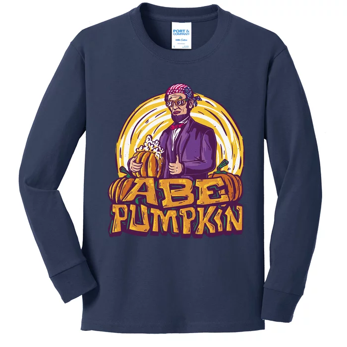 Abe Pumpkin Kids Long Sleeve Shirt