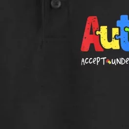 Autism Puzzle Accept Understand Love Autism Awareness Dry Zone Grid Performance Polo