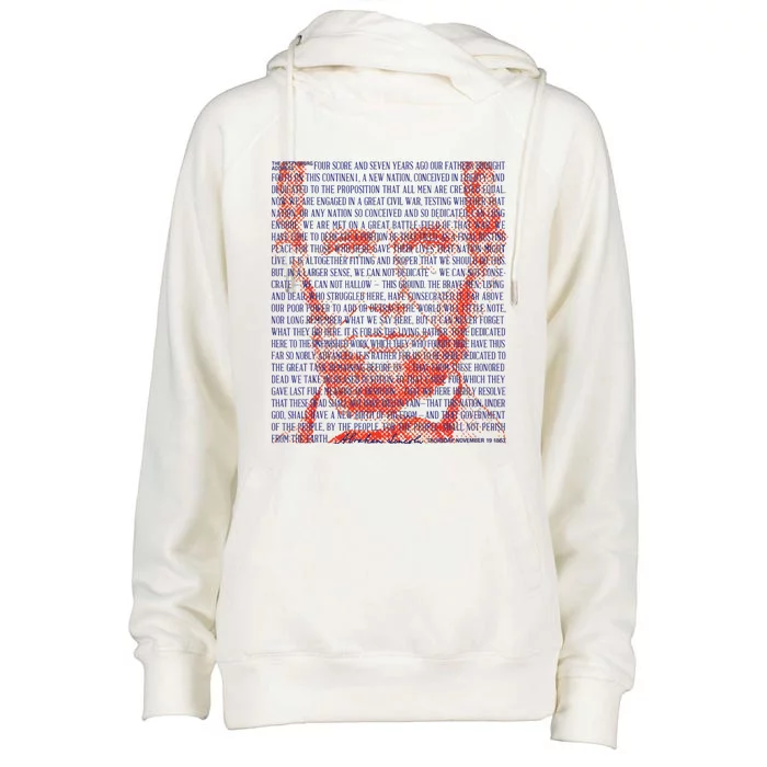 American Patriotic Abraham Lincolns Gettysburg Address Womens Funnel Neck Pullover Hood