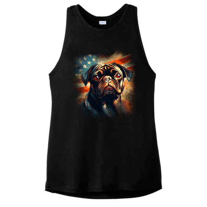 American Pug Ladies Tri-Blend Wicking Tank