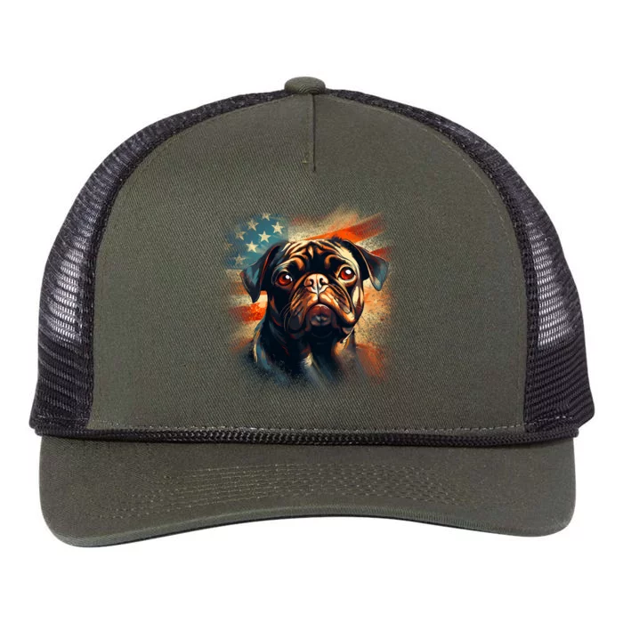 American Pug Retro Rope Trucker Hat Cap