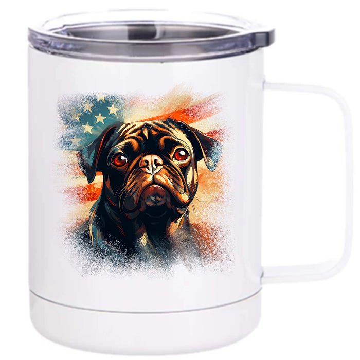 American Pug Front & Back 12oz Stainless Steel Tumbler Cup