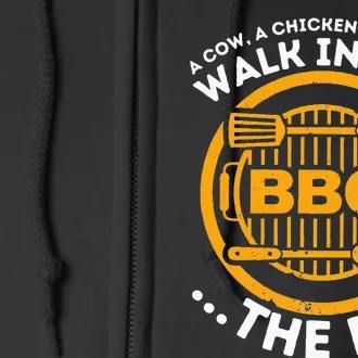 A Pig A Chicken And A Cow Funny BBQ Smoker Barbecue Grill Full Zip Hoodie