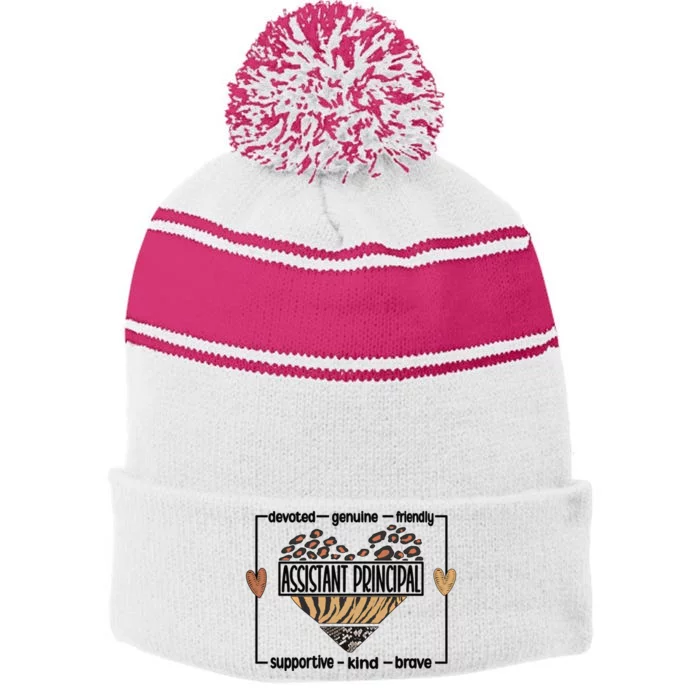 Assistant Principal Appreciation Assistant Principals Cool Gift Stripe Pom Pom Beanie