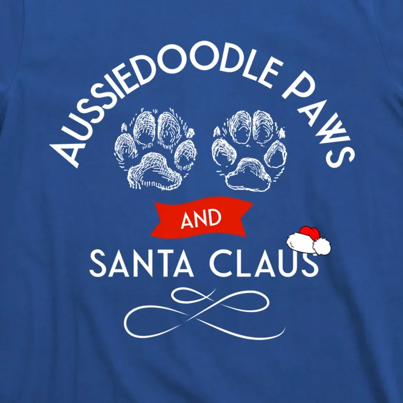 Aussiedoodle Paws And Santa Claus Christmas Doodle Dog Gift T-Shirt