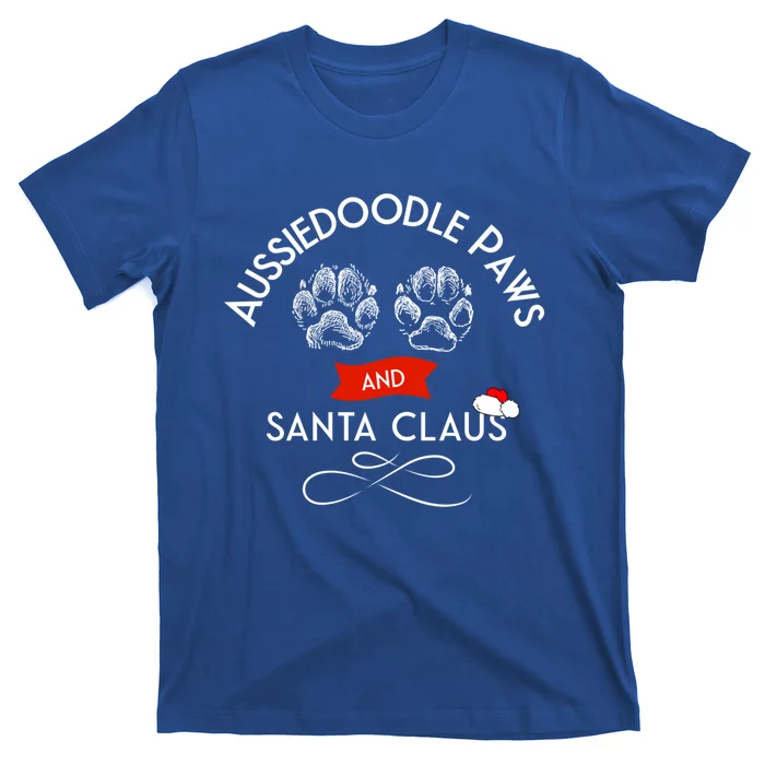 Aussiedoodle Paws And Santa Claus Christmas Doodle Dog Gift T-Shirt