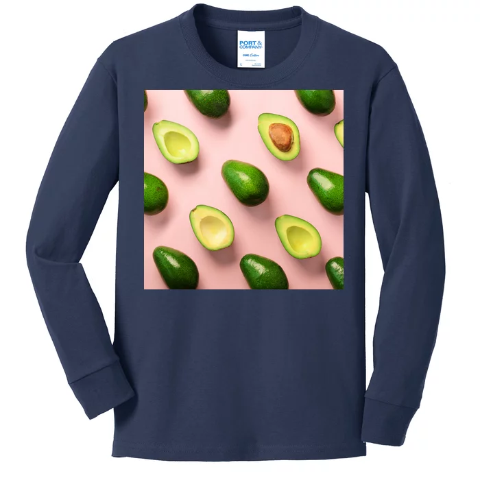 Avocado Pattern Kids Long Sleeve Shirt