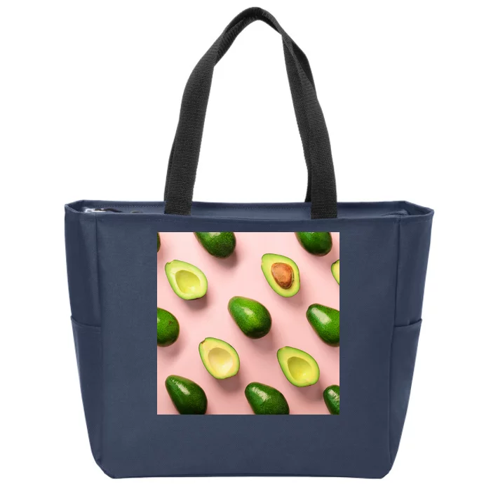 Avocado Pattern Zip Tote Bag