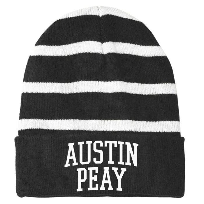 Austin Peay Arch Athletic College University Alumni Style Striped Beanie with Solid Band