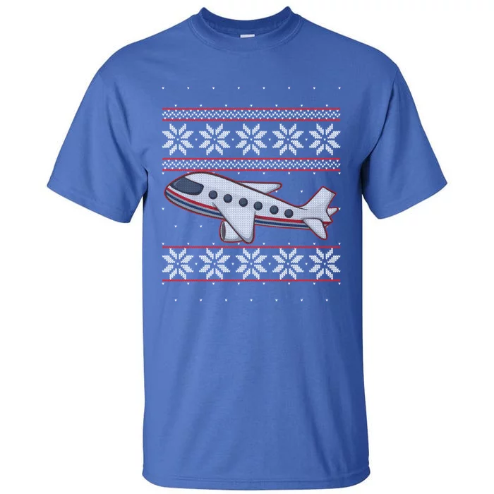 Airplane Pilots Aviation Crew Matching Ugly Christmas Plane Gift Tall T-Shirt