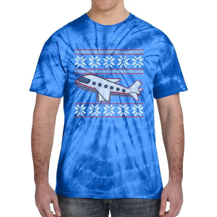 Airplane Pilots Aviation Crew Matching Ugly Christmas Plane Gift Tie-Dye T-Shirt