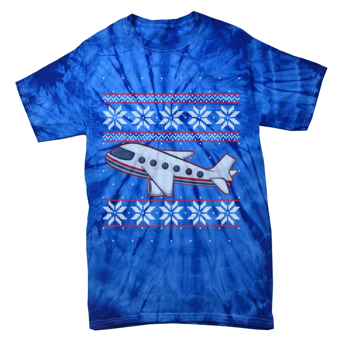 Airplane Pilots Aviation Crew Matching Ugly Christmas Plane Gift Tie-Dye T-Shirt