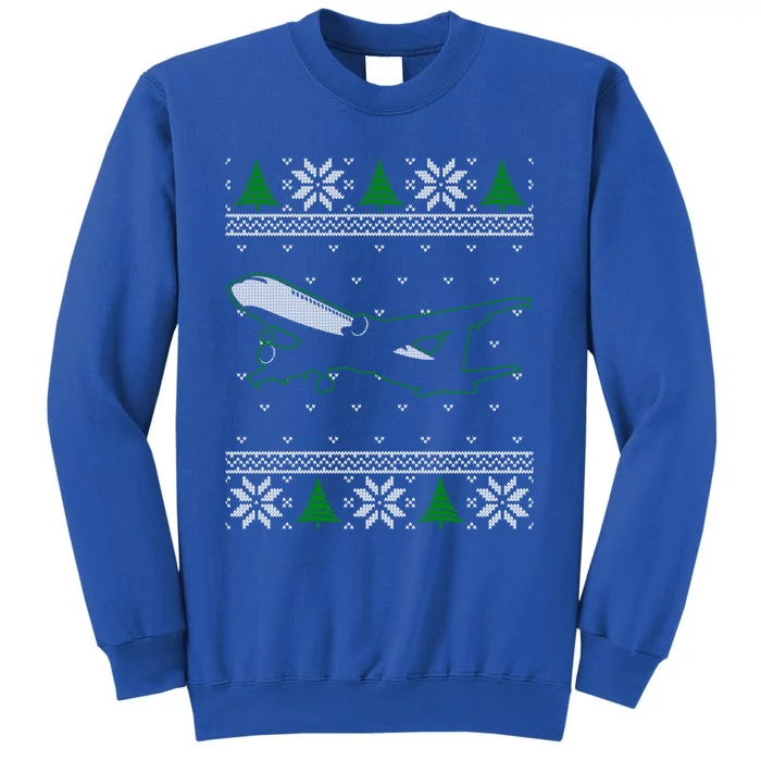 Airplane Pilots Aviation Crew Matching Ugly Christmas Plane Gift Tall Sweatshirt