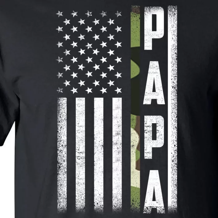 American Papa Army Veteran Flag Military Fathers Day Tall T-Shirt