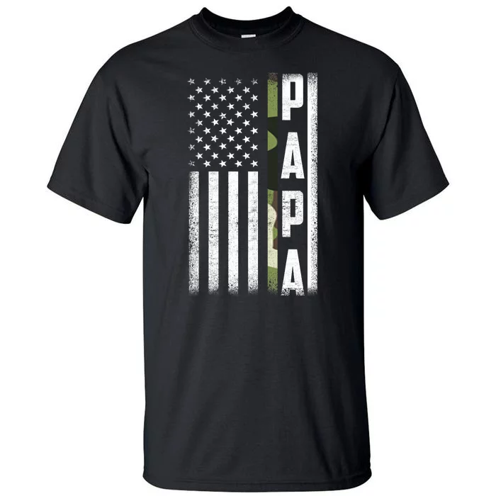 American Papa Army Veteran Flag Military Fathers Day Tall T-Shirt