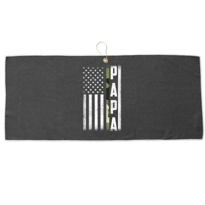 American Papa Army Veteran Flag Military Fathers Day Large Microfiber Waffle Golf Towel