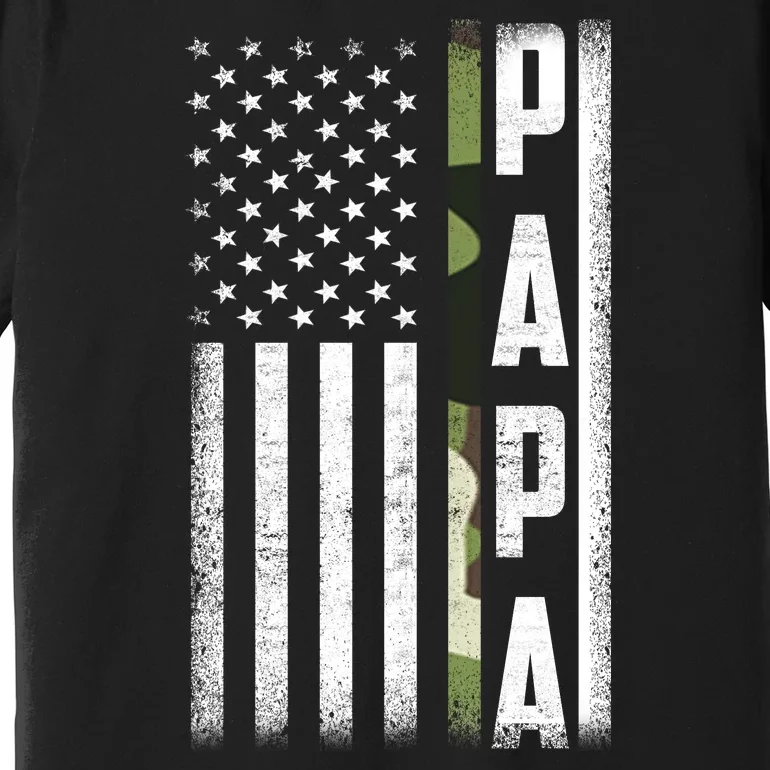 American Papa Army Veteran Flag Military Fathers Day Premium T-Shirt