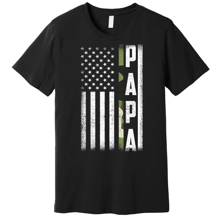 American Papa Army Veteran Flag Military Fathers Day Premium T-Shirt