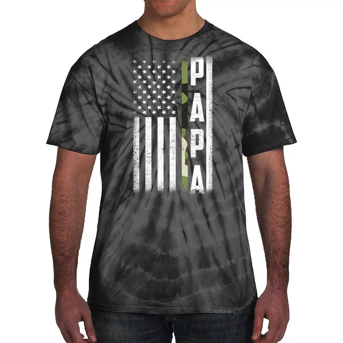 American Papa Army Veteran Flag Military Fathers Day Tie-Dye T-Shirt