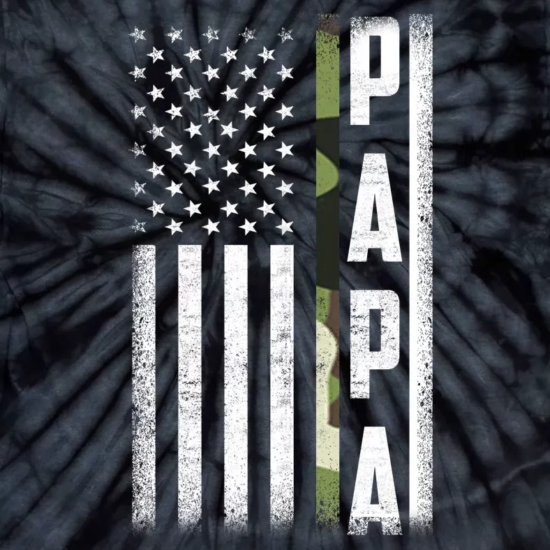 American Papa Army Veteran Flag Military Fathers Day Tie-Dye T-Shirt