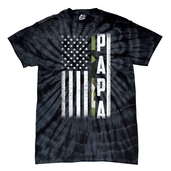 American Papa Army Veteran Flag Military Fathers Day Tie-Dye T-Shirt