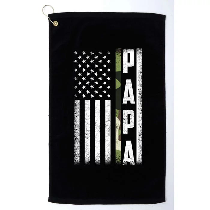 American Papa Army Veteran Flag Military Fathers Day Platinum Collection Golf Towel