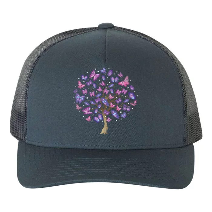 Animal Purple Butterflies Tree Nature Butterfly Yupoong Adult 5-Panel Trucker Hat