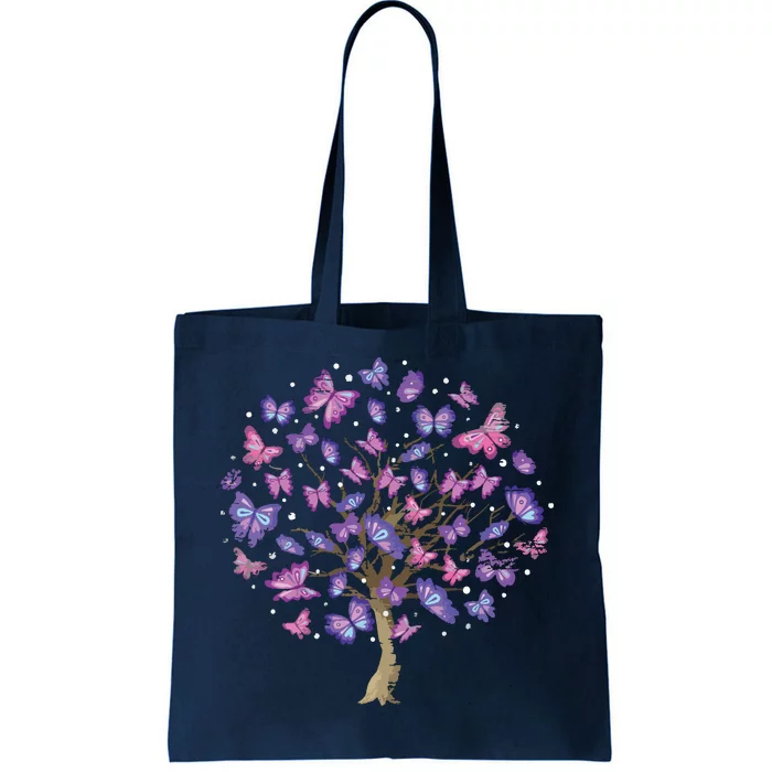 Animal Purple Butterflies Tree Nature Butterfly Tote Bag