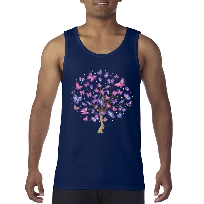 Animal Purple Butterflies Tree Nature Butterfly Tank Top