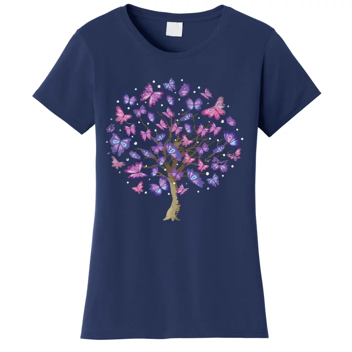 Animal Purple Butterflies Tree Nature Butterfly Women's T-Shirt