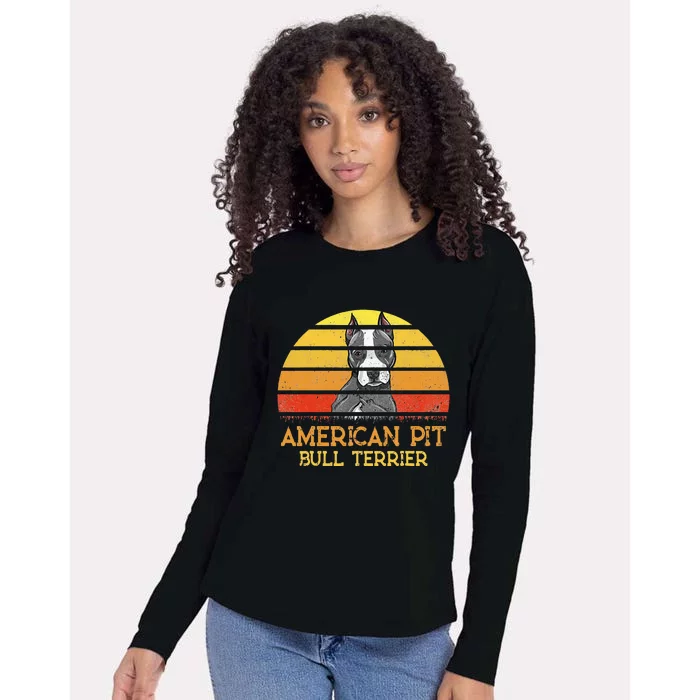 American Pit Bull Terrier Dog Lovers Sunset For Dad Mom Dad Womens Cotton Relaxed Long Sleeve T-Shirt