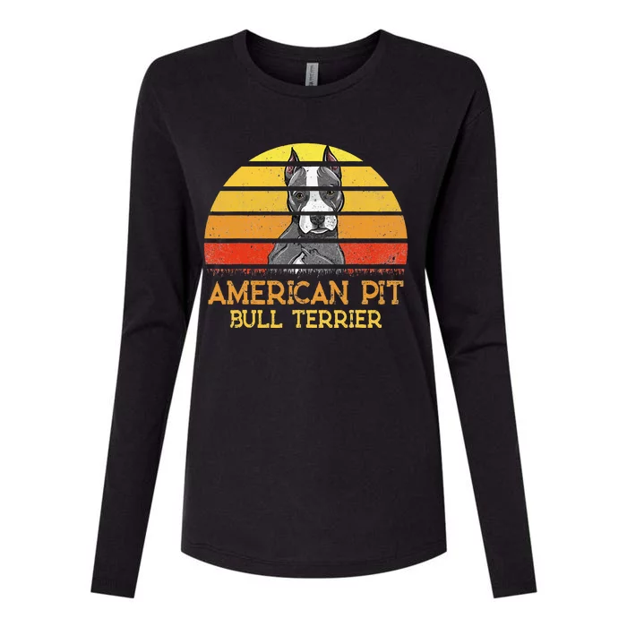 American Pit Bull Terrier Dog Lovers Sunset For Dad Mom Dad Womens Cotton Relaxed Long Sleeve T-Shirt