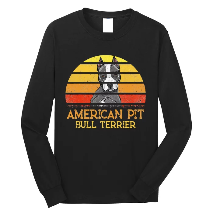 American Pit Bull Terrier Dog Lovers Sunset For Dad Mom Dad Long Sleeve Shirt