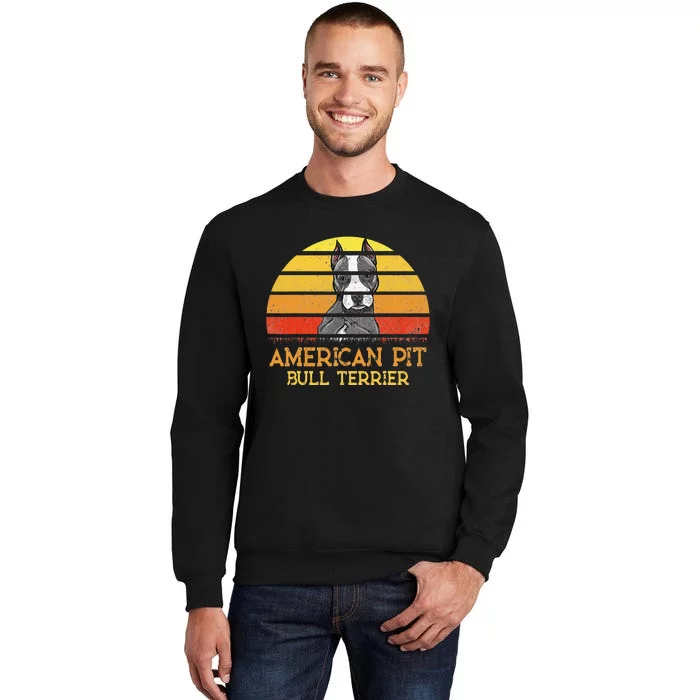 American Pit Bull Terrier Dog Lovers Sunset For Dad Mom Dad Sweatshirt