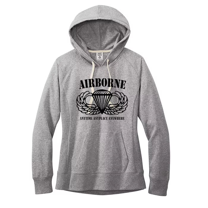 Airborne Paratrooper Black Jump Wings Airborne Tab Women's Fleece Hoodie