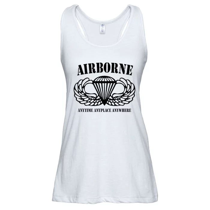 Airborne Paratrooper Black Jump Wings Airborne Tab Ladies Essential Flowy Tank