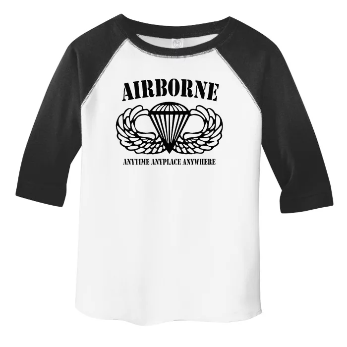 Airborne Paratrooper Black Jump Wings Airborne Tab Toddler Fine Jersey T-Shirt