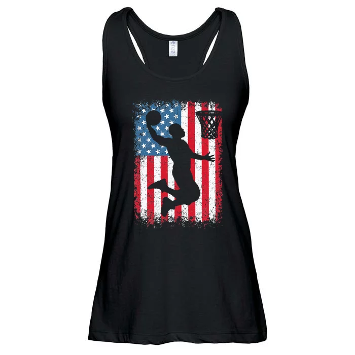 American Patriotic Basketball 4th Of July US Flag Men Ladies Essential Flowy Tank