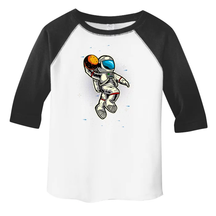 Astronaut Playing Basketball Retro Toddler Fine Jersey T-Shirt