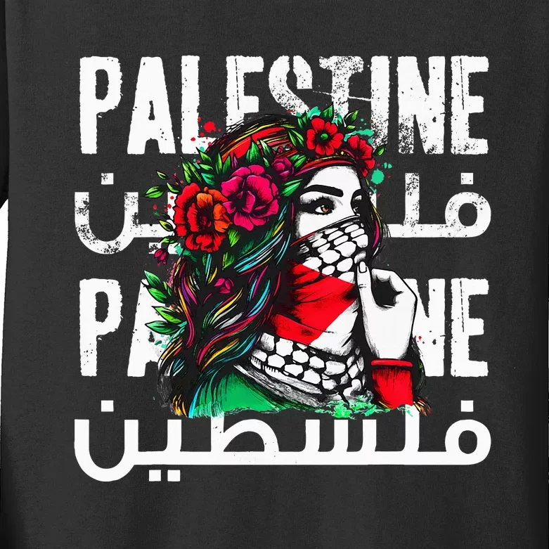 A Palestinian Bandana Palestine Kids Long Sleeve Shirt